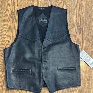 Men's Black Leather Vest